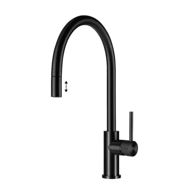 Lorreine Aire Luxx torneira de cozinha preta com bica extensível e giratória AIRE-BLACK-XX