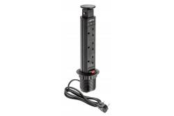 Cabo de extensão para mortise de secretária 60 mm, 3x tomada UK (preto) VERSÃO EM INGLÊS 1208958626