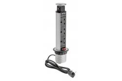 Cabo de extensão para mortise de secretária 60 mm, 3x tomada UK (prateado) VERSÃO EM INGLÊS 1208958627