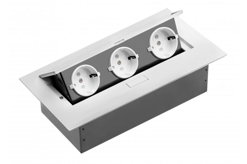 Cabo de extensão para desktop, 3x tomada schuko, sem cabo, branco 1208958665