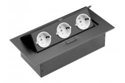 Cabo de extensão para desktop, 3x tomada schuko, sem cabo, preto 1208958666