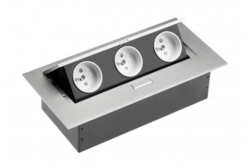 Cabo de extensão de desktop 3x tomada com aterramento, sem cabo, alumínio 1208958668