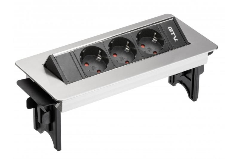 Extensão de mesa sem caixa 3 tomadas Schuko, cabo de alimentação de 1,5 m com ficha inox 1208958679