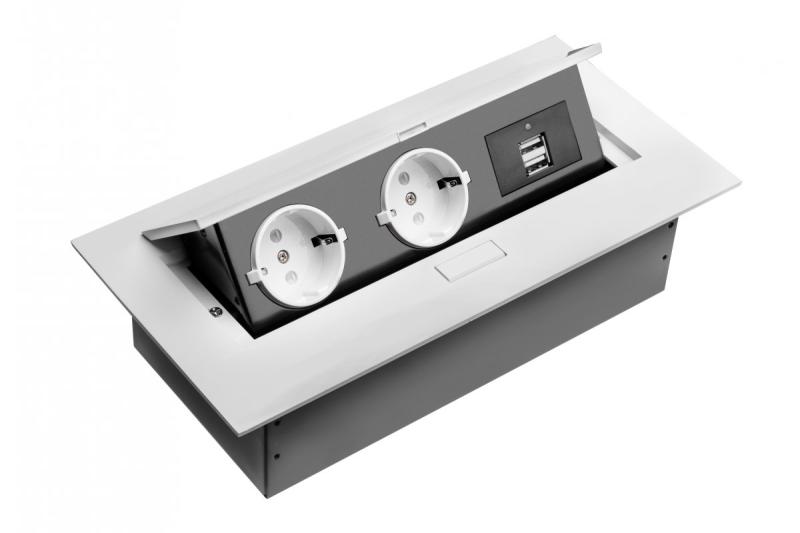 Cabo de extensão para desktop, 2x tomada schuko, 2xUSB, sem cabo, branco 1208958685