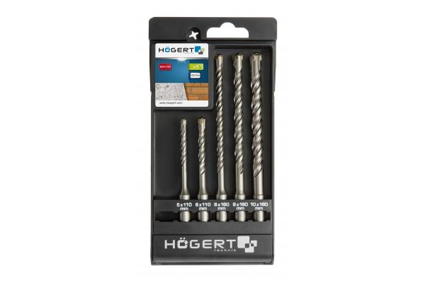 Conjunto de brocas para alvenaria Hoegert SDS+ 5 peças: 3 x 6 mm, 8 mm, 10 mm. 1208961717