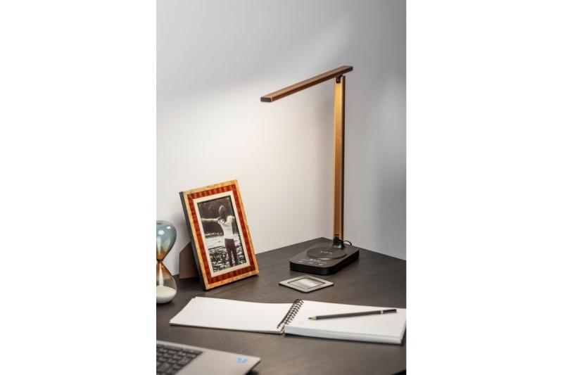 Bureau-lamp Decor Bressi 8W 450lm AC220-240V 3-CCT Carregamento Sem Fio USB PF>0,5 RA>80 Preto / Ouro 1208962479