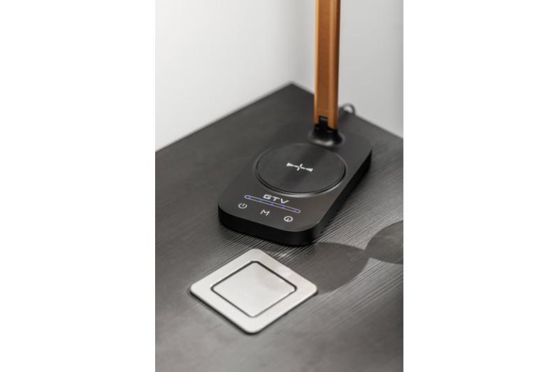 Bureau-lamp Decor Bressi 8W 450lm AC220-240V 3-CCT Carregamento Sem Fio USB PF>0,5 RA>80 Preto / Ouro 1208962479