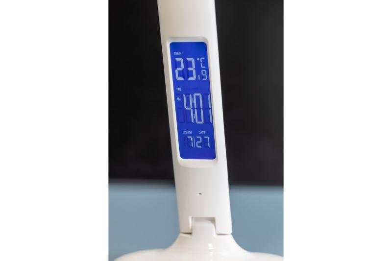 Luminária de Mesa Decorativa GALACTIC LED 5W 240lm AC220-240V 50/60Hz com cores ajustáveis (3000K 4000K 6000K), calendário, alarme, termômetro, carcaça branca. 1208962484