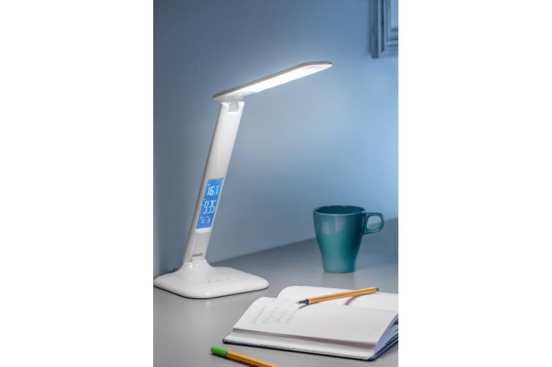 Luminária de Mesa Decorativa GALACTIC LED 5W 240lm AC220-240V 50/60Hz com cores ajustáveis (3000K 4000K 6000K), calendário, alarme, termômetro, carcaça branca. 1208962484