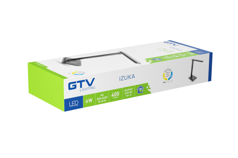 Decor IZUKA lâmpada de mesa LED 6W 400lm AC220-240V 50/60Hz CCT carregador indutivo preto. 1208962497