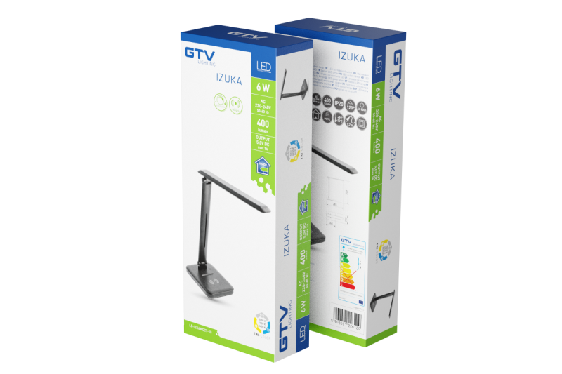 Decor IZUKA lâmpada de mesa LED 6W 400lm AC220-240V 50/60Hz CCT carregador indutivo preto. 1208962497