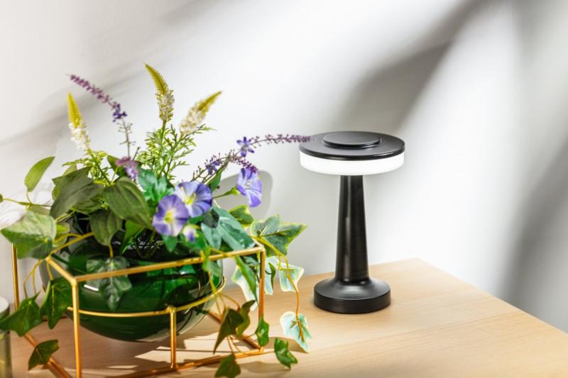 Lâmpada de Mesa Decor Monum 3W 200lm DC 5V 1A 3000 K 3 graus. Regulável com bateria de 1800 mAh, preto. 1208962504