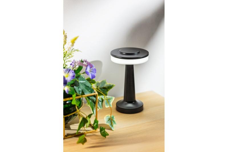 Lâmpada de Mesa Decor Monum 3W 200lm DC 5V 1A 3000 K 3 graus. Regulável com bateria de 1800 mAh, preto. 1208962504