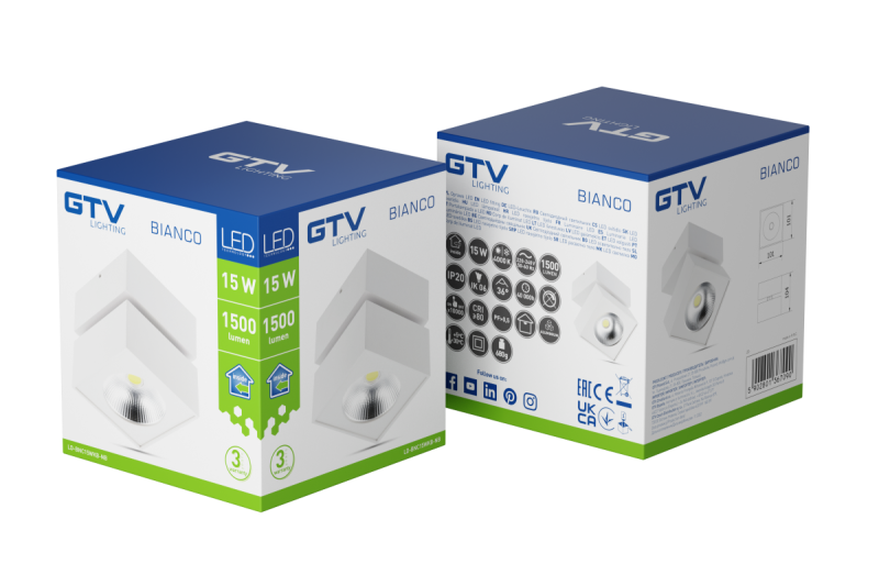 Armatura Decorativa LED BRANCA 15W 1500lm AC220-240V 50/60 Hz PF> 0.5 Ra≥80 IP20 IK06.36° 4000K quadrada branca. 1208962665