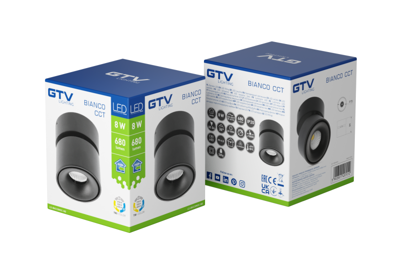 Luminária LED Decorativa Bianco CCT 8W 680lm AC220-240V 50/60 Hz Ra≥80 IP20 36° 2700/3300/4000K redonda preta. 1208962678