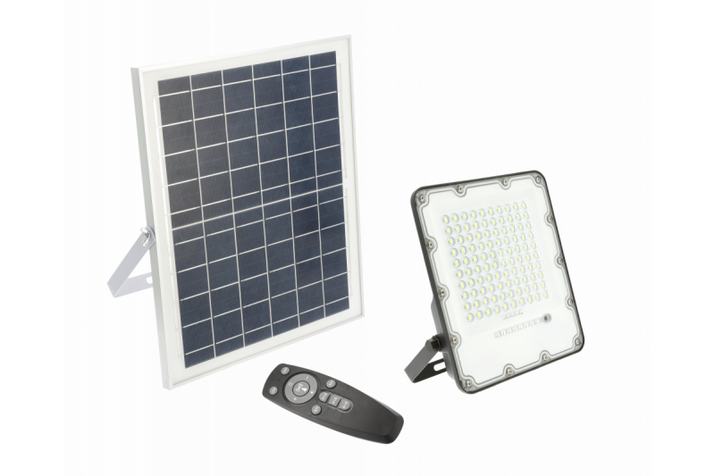 Holofote LED solar BRAVOS, 100W, 1000lm, 6400K, IP65, 120°, painel solar, controle remoto, 3y 1208962681