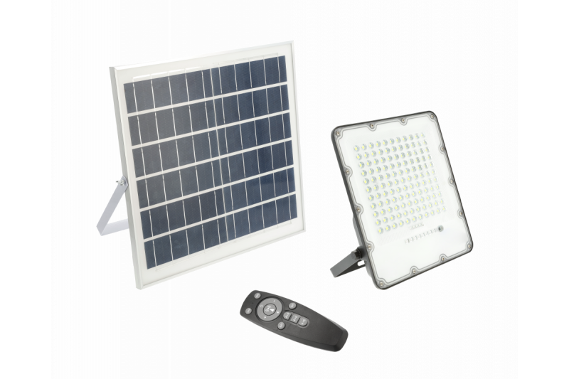 Holofote LED solar BRAVOS, 150W, 1500lm, 6400K, IP65, 120°, painel solar, controle remoto, 3y 1208962682