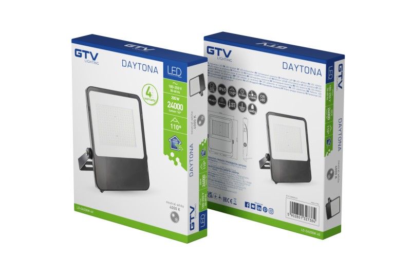DAYTONA LED Holofote, 200W, 24000lm, 4000K, AC180-250V, 50/60 Hz, PF>0.9, IP65, 110° 1208962718