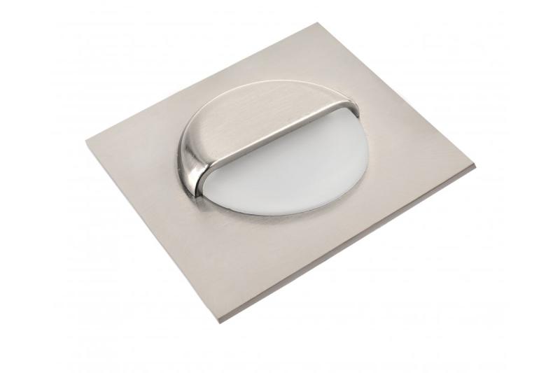 Luminária de escada LED Decor ESCADA KB DC12V com capa quadrada de vidro fosco 0,8W 70lm 4000K inox com cabo de 150cm.