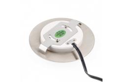 Luminária de escada LED decorativa ESCADA OB DC12V, tampa redonda de vidro fosco, 0,8W, 70lm, 4000K, inox, cabo de 150cm.