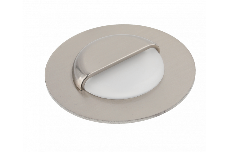 Luminária de escada LED decorativa ESCADA OB DC12V, tampa redonda de vidro fosco, 0,8W, 70lm, 4000K, inox, cabo de 150cm.