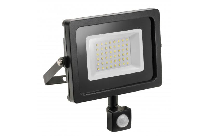 Projetor LED iNEXT com sensor de movimento 30W 2400lm, PF>0,9, RA>80, IP65, 120°, 6400K, corpo preto 1208962860