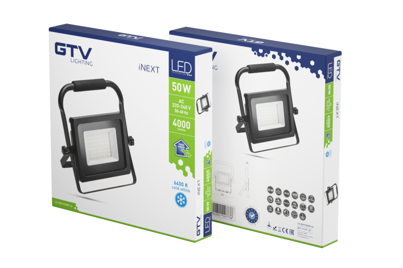 Projetor LED iNEXT (portátil) 50 W 4000 lm, PF>0,9, RA>80, IP65, 120°, 6400 K, corpo preto 1208962863