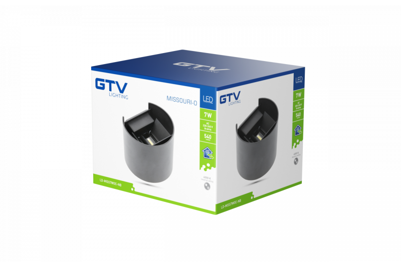 Decor MISSOURI-O Lâmpada LED 7W 540lm AC220-240V 50/60 Hz PF>0.5 Ra≥80 IP54 IK08 4000K redondo preto. 1208962996