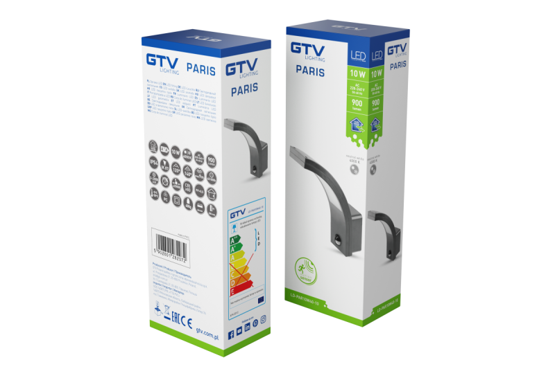 Armatura Decorativa PARIS LED com sensor de movimento 10W 900lm IP54 AC220-240V 50/60Hz 140° 9m 4000K preto. 1208963096