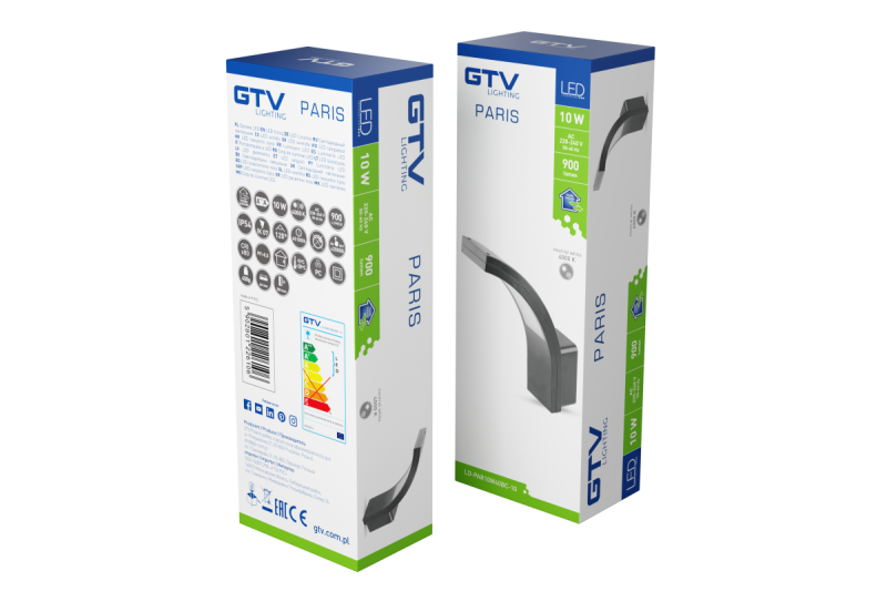 Decoração Lâmpada LED PARIS 10W 900lm IP54 AC220-240V 50/60Hz 140° 4000K cinza 1208963098