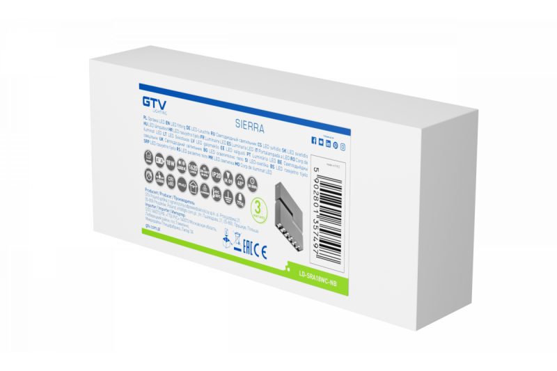 Luminária LED Decorativa SIERRA 18W 1620lm AC220-240V 50/60 Hz PF>0,9 Ra≥80 IP20 IK08 4000K 48° preto. 1208963168