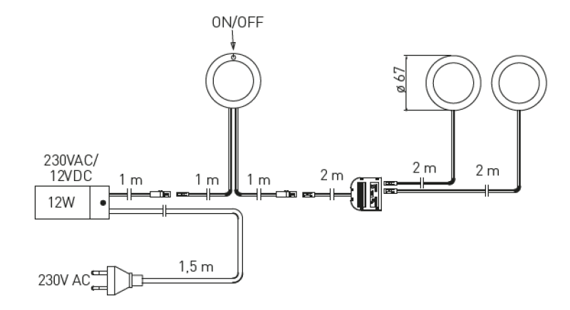 Decor cucina Conjunto de iluminação para cozinha com 3 spots com interruptor de luz branca quente 1208963267