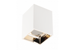 Luminária de Teto Decorativa ARIES PC 77x100mm IP20 máx 20W quadrada branco/dourado. 1208963815