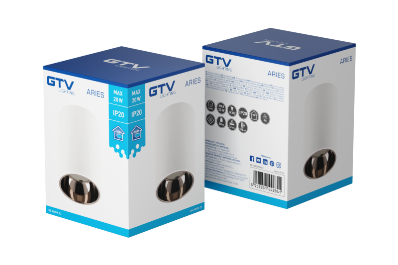 Luminária de Teto Decorativa ARIES PC 73x105mm IP20 máx 20W redonda branca/preta cromo. 1208963820