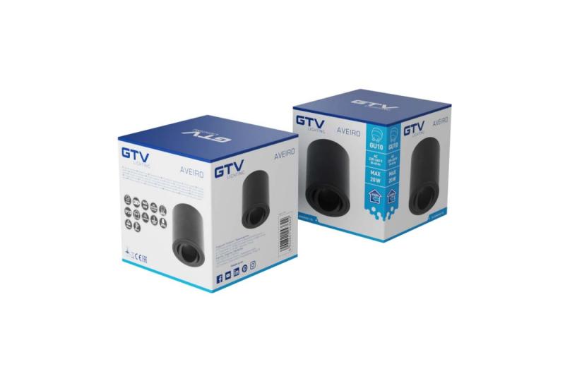 Armatura de Teto Decorativa AVEIRO alumínio 80x85mm IP20 máx 20W redonda preta. 1208963830