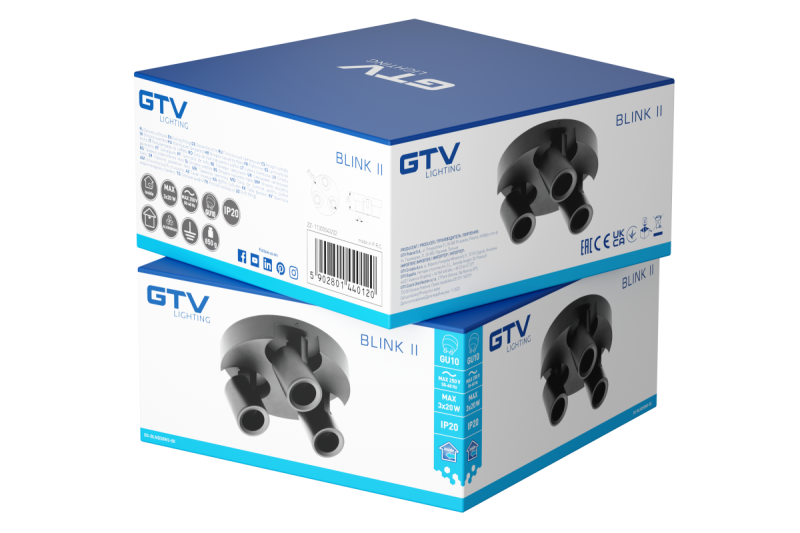 Luminária de Teto Decorativa BLINK II máx. 250V 50/60 Hz GU10 máx. 20W*3 IP 20 triplo preto 1208963848