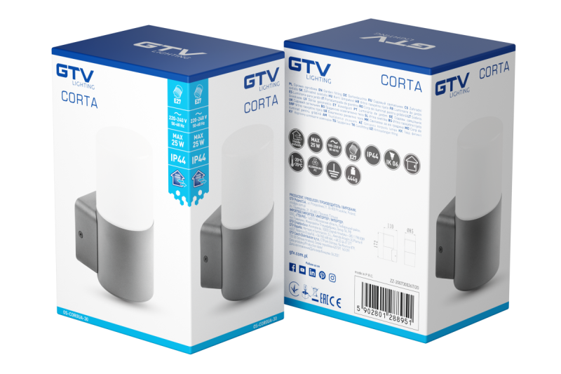 Armatura de Jardim Decorativa CORTA-AU E27 MÁX.25W IP44 AC220-240V 50-60Hz aplique de parede superior reto antracite. 1208963857