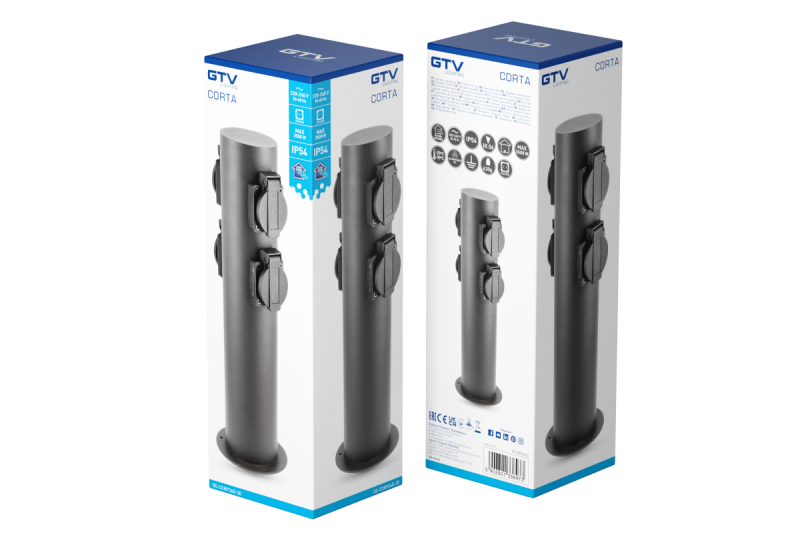 Pilar Decorativo de Jardim CORTA-P 36 IP54 AC220-240V 50-60Hz 4*Tomadas Schuko máx. 3500W cor grafite. 1208963859