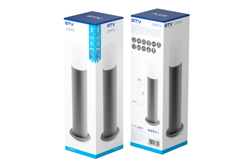 Armatura de Jardim Decorativa CORTA-P 40 E27 MAX.25W IP44 AC220-240V 50-60Hz poste antracite. 1208963860