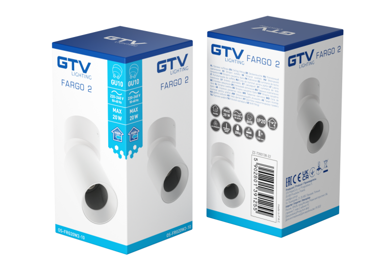 Luminária de Teto Decorativa FARGO 2 alumínio 70x166mm IP20 máx 20W redonda preta. 1208963881