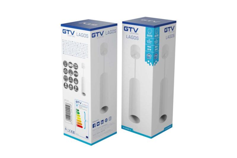 Decoração Luz suspensa LAGOS GU10 alumínio IP20 máx. 20W branco 1208963910