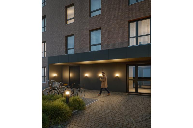 Armatura de Jardim Decorativa LARGO-AU E27 MAX.15W IP44 AC220-240V 50-60Hz aplique de parede com topo reto na cor grafite. 1208963916