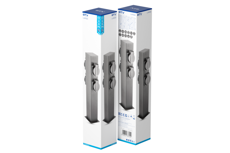 Decoração Poste de Jardim LARGO-P 36 IP44 AC220-240V 50-60Hz 4*tomadas schuko máx. 3500W poste grafite. 1208963917