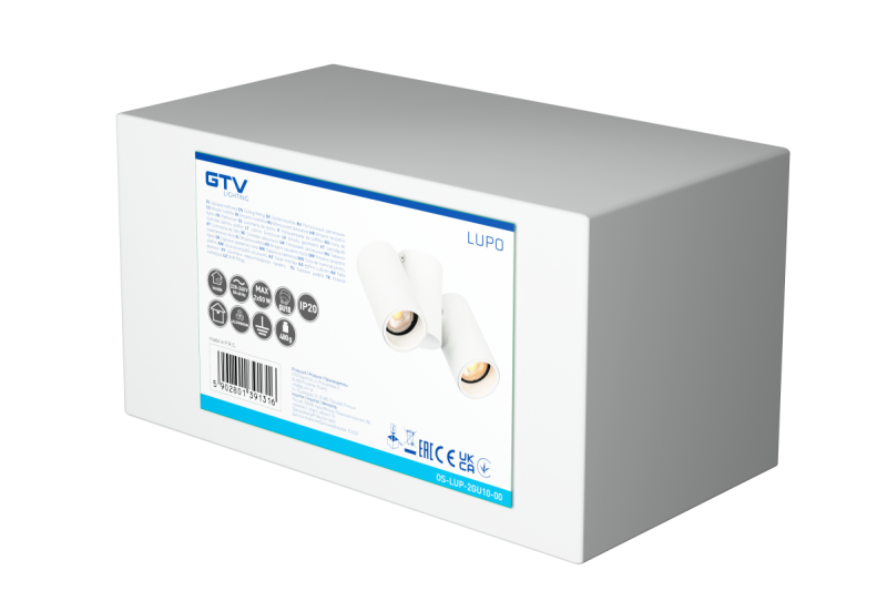 Armatura de Teto Decorativa LUPO alumínio 17.5x5.6x11.5 IP20 2*GU10 máx. 50W redonda branca. 1208963925