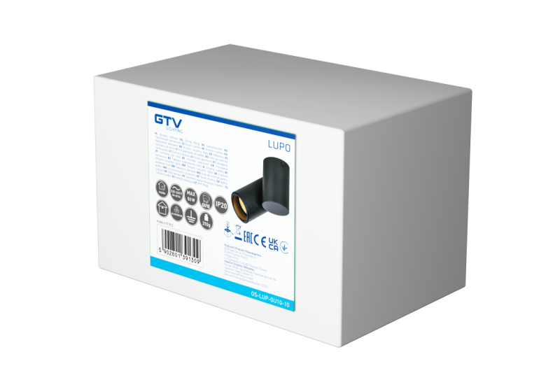 Luminária de Teto Decorativa LUPO alumínio 11.6x5.6x11.5 IP20 1*GU10 máx. 50W redonda preta. 1208963928