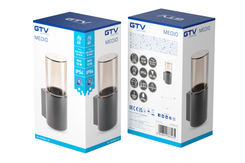 Iluminação de Jardim Decorativa MEDIO-AU E27 MÁX.15W IP54 AC220-240V 50-60Hz lâmpada de parede grafite. 1208963937