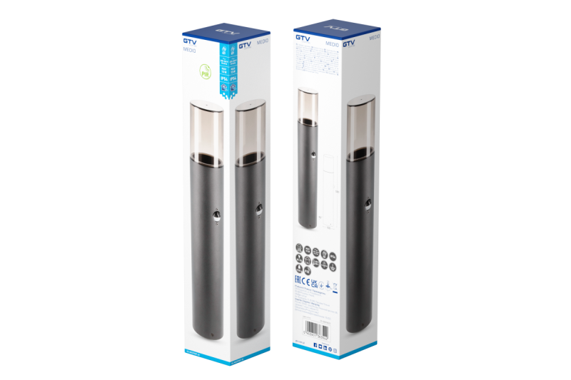 Iluminação de Jardim Decorativa MEDIO-P 50 PIR E27 MÁX.15W IP54 AC220-240V 50-60Hz poste grafite. 1208963940