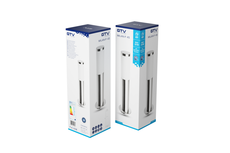 Decoração de Iluminação de Jardim MILAN-P 45 E27 MAX.40W IP44 AC220-240V 50-60Hz poste inox. 1208963944