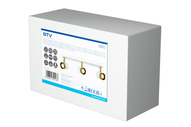 Armatura de Teto Decorativa ORIO alumínio 43.0x5.5x14.0 IP20 3*GU10 máx. 50W redonda branca. 1208963966