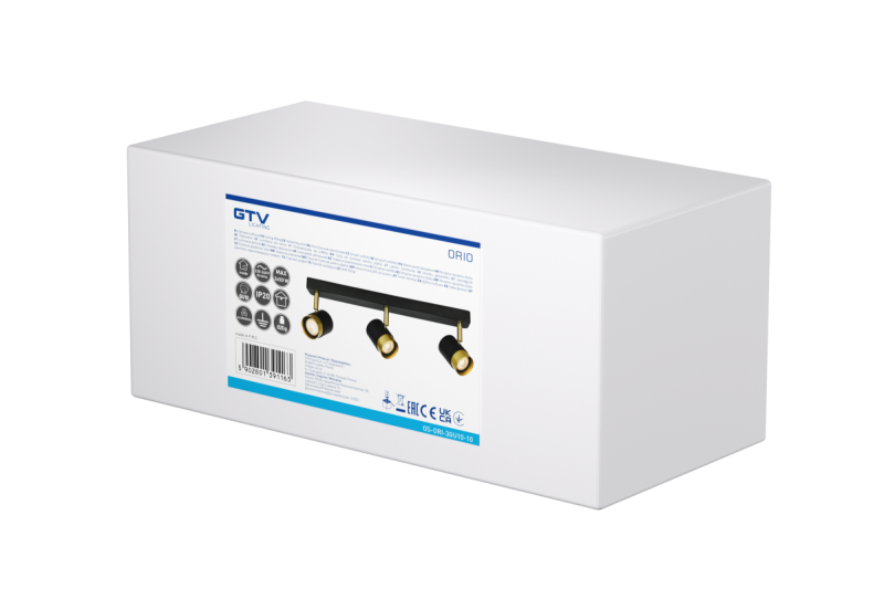 Luminária de Teto Decorativa ORIO alumínio 43.0x5.5x14.0 IP20 3*GU10 máx. 50W redonda preta. 1208963967